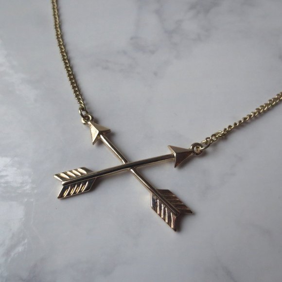 Crossed Arrows Gold Necklace - Picture 2 of 4
